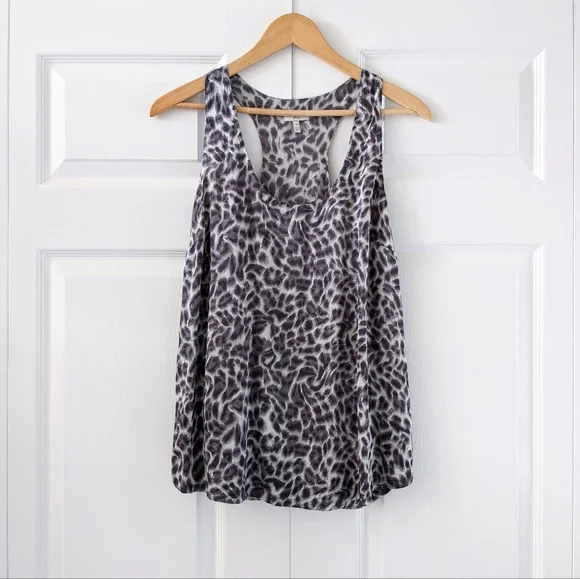 Joie Leopard Print Gray Silk Racerback Tank Top - Picture 11 of 11